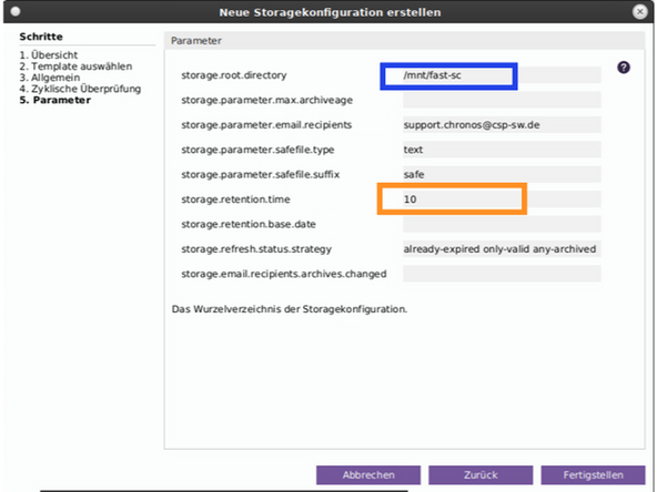 
Setzen Sie storage.root.directory auf den lokalen Mountpunkt (z. B. /mnt/fast-sc).
