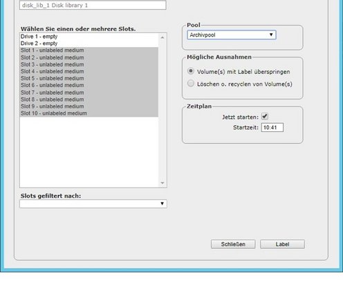 
W&auml;hlen Sie Ihren neuen Pool und w&auml;hlen Sie &bdquo;Label&ldquo;
