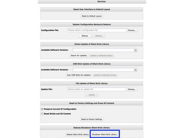 
Den Silent Brick-Controller herunterfahren
