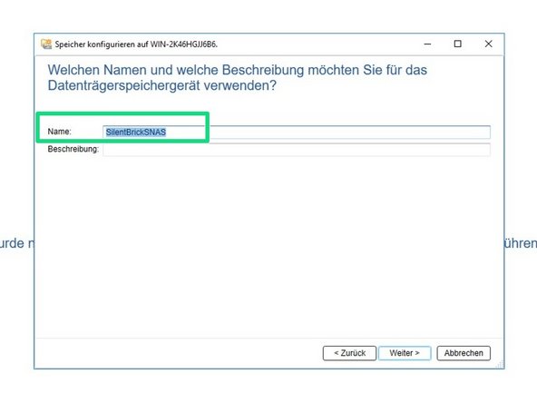 
Definieren Sie einen Namen f&uuml;r das neue Datentr&auml;gerziel
