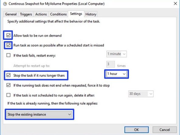 
Passen Sie die Aufgabeneinstellungen wie angezeigt an
