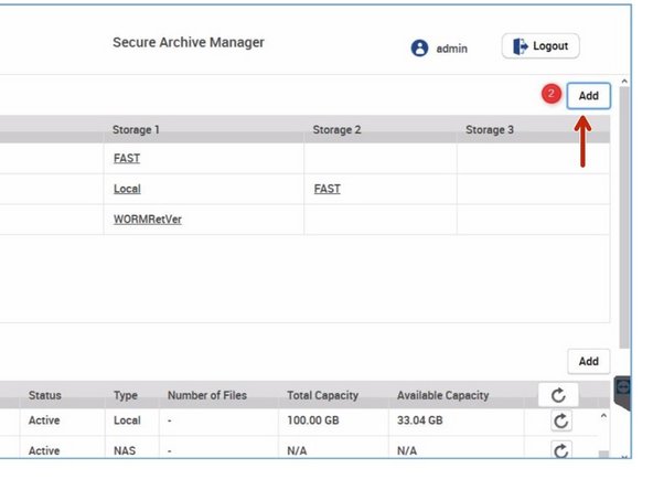 In the Storage Tab navigate to the Add Button for Storage Groups