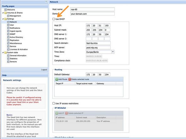 
Wir empfehlen dem System eine feste IP-Adresse zuzuweisen. Dies ist bei einem replizierten System unbedingt erforderlich!
