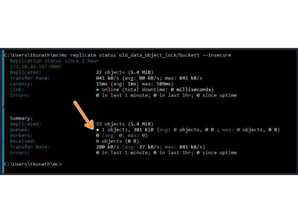 
Sie k&ouml;nnen jetzt  MC-Replikationsstatus um zu pr&uuml;fen, ob die Replikation zwischen den beiden Knoten ausgef&uuml;hrt wird. W&auml;hrend der Daten&uuml;bertragung k&ouml;nnen Sie sehen, wie viele Daten derzeit zwischengespeichert sind und wie schnell die Daten &uuml;bertragen werden.
