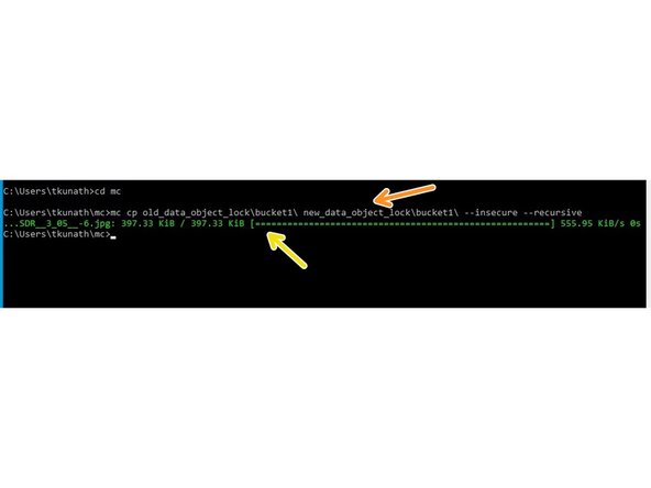 
MC-CP &lt;Source S3 share name\bucket name\&gt;&lt;Ziel-S3-Freigabename\Bucketname\&gt; --unsicher --rekursiv

