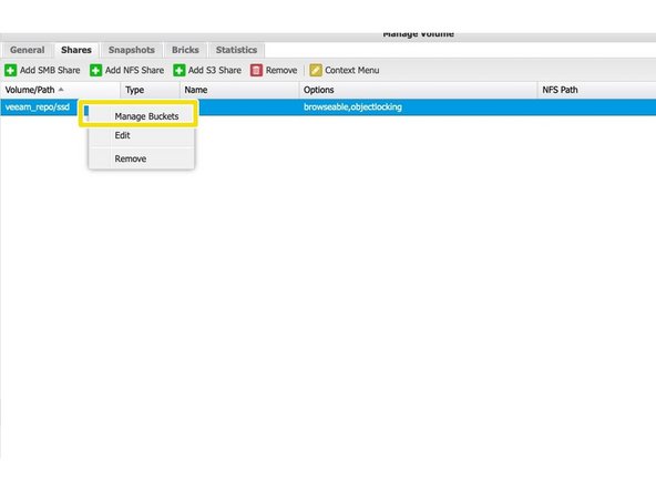 Right-Click on the S3 Share and choose &quot;Manage Buckets&quot;