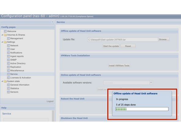 
Abh&auml;ngig von der Softwareversion, der verwendeten Hardware und der Anzahl der gespeicherten Dateien dauert das Update normalerweise etwa 30 - 60 Minuten pro Head Unit.
