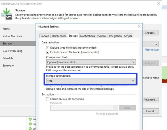 Switch to the advanced settings of your backup job