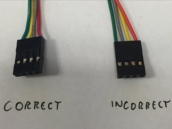 Take a second and ensure that you've got the correct connector wire order on your motor and endstop cables.  We crimped these by hand, and unfortunately had a significant amount go out with the wrong pinout.  Use the pictures to the left as a reference.