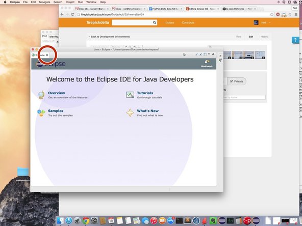 Eclipse will throw up this stupid welcome screen, that hides the entire IDE window, making it confusing for some new users.  Close it.