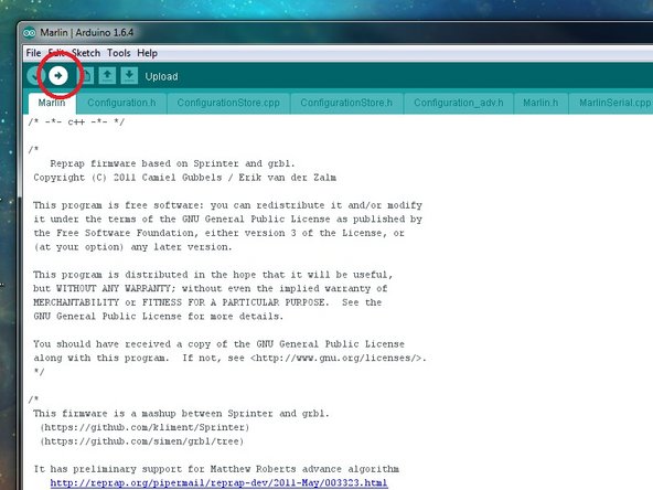 Click the upload button (arrow on the tool bar)