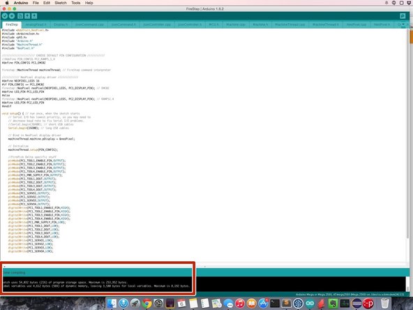 In the Arduino IDE, click the 'Compile' button.  Wait for the status window to indicate whether the build was successful or failed.