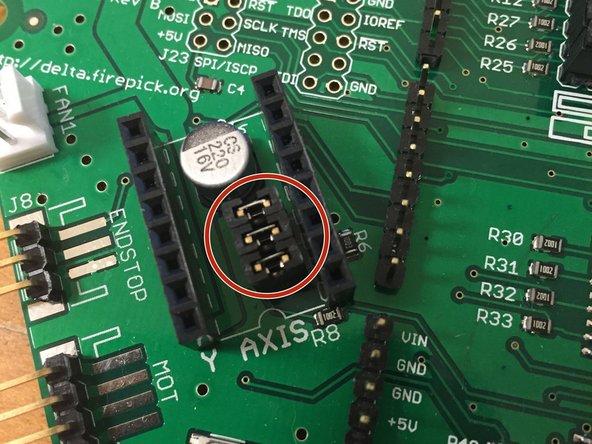 This puts the stepper motor drivers into 16x microstepping mode.  Currently, the official FirePick Delta Marlin code requires the microstepping jumpers to be set as stated above.