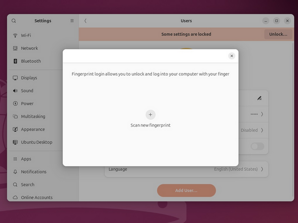 Choose Fingerprint Login. Then select Scan new fingerprint. Select your desired fingerprint. Carefully tap your finger tip on the sensor (power button). You may need to try a few attempts as everyone's prints are different.