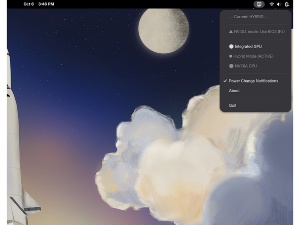GPUMode is designed to provided extended functionality to EnvyControl, thus allowing GUI controls to manage GPU switching modes.