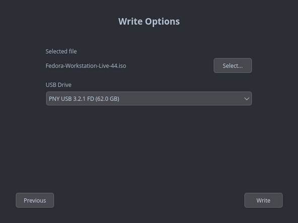 Fedora: Media Writer is already installed on Workstation, so just launch it from the app menu.