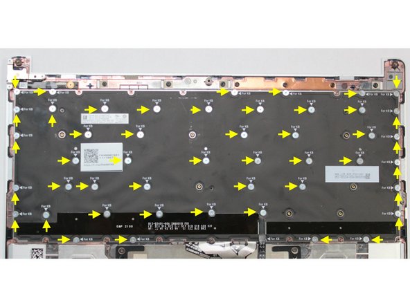 Using the PH0 bit in the Framework Screwdriver, unscrew all &quot;For KB&quot; fasteners holding the keyboard in place.