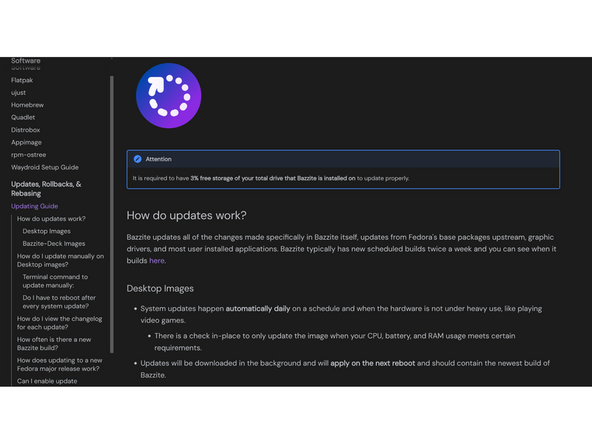 Bazzite handles updates in two very specific ways. Automatically or Manually. If you never bother to manually update, Bazzite will do the work for you.