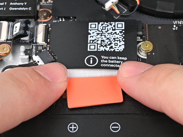 Use your fingers to align the Battery connector with its socket and slide it straight in to reconnect the Battery.