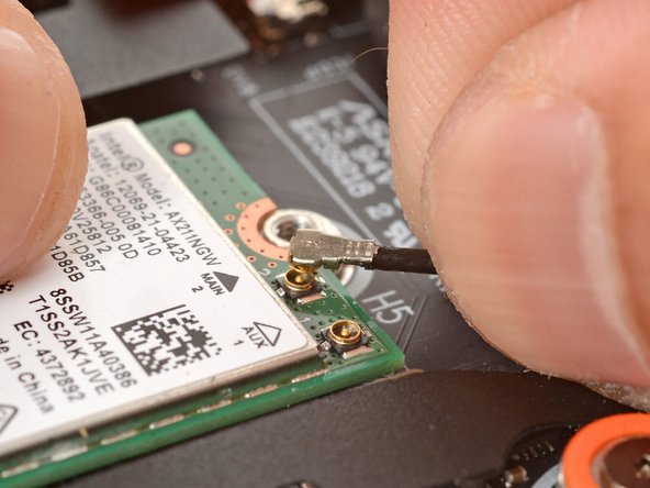 Follow the next two steps if an antenna cable disconnected from the Wi-Fi card.
