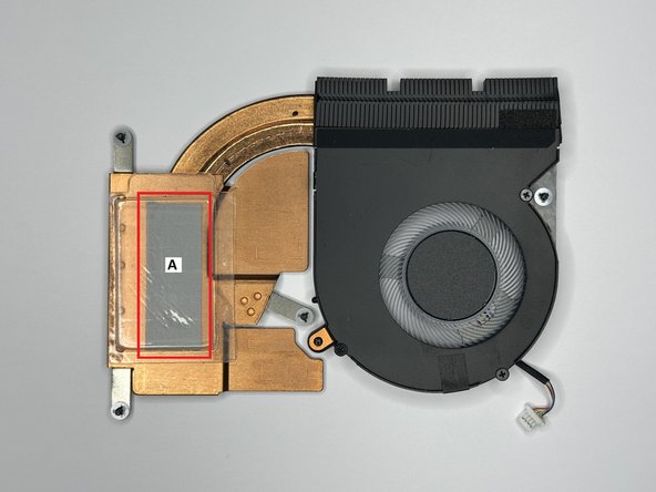 Once Thermal Pads are in the correct spot, remove the plastic cover protecting the Thermal Paste on the Heatsink Kit (Labeled A).