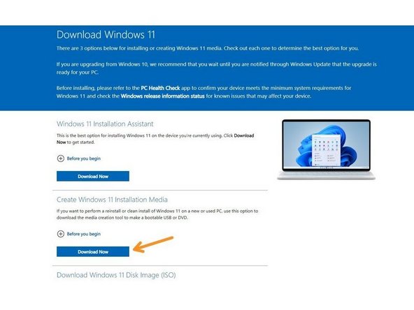 Download and launch Microsoft's Windows 11 Media Creation Tool.