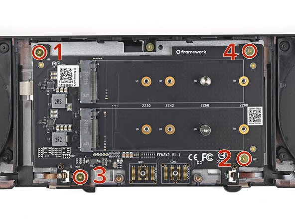 Tighten the four screws in an "X" pattern starting with the top left screw.