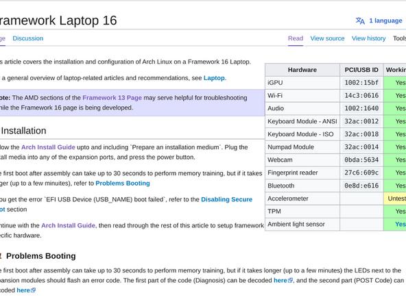 The Arch Wiki configuration knowledge base from the Arch Community.