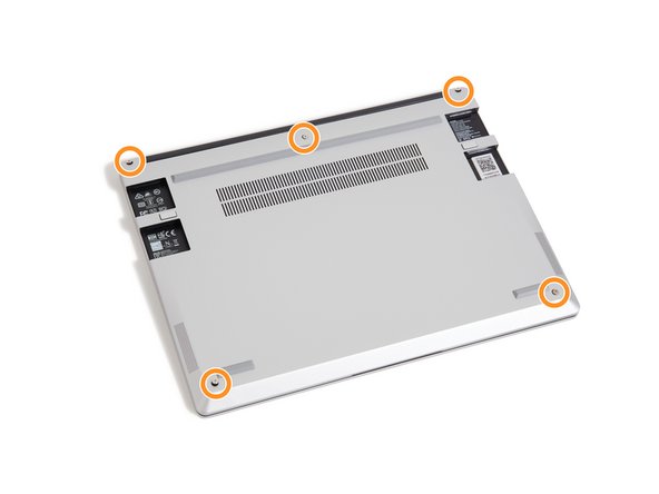 Using the T5 bit in the Framework Screwdriver, screw all 5 fasteners back into the Bottom Cover.