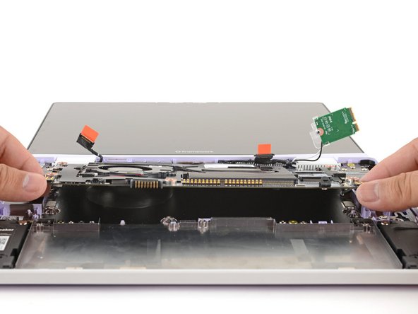 Make sure you've removed all Expansion Cards. Installed cards will hold the Mainboard in place.