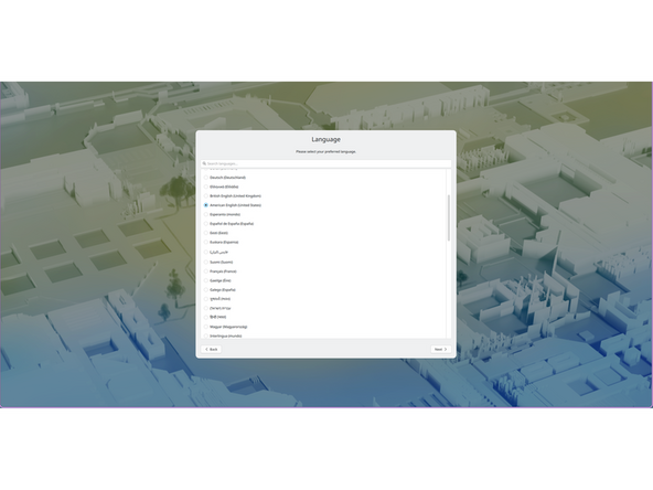 Select your language and keyboard layout, you will click next each time as prompted.