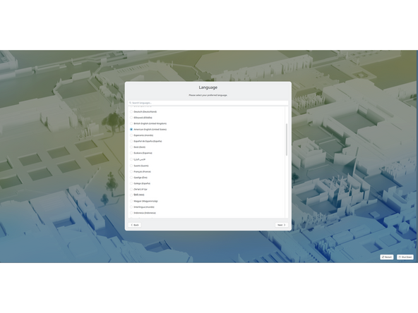 Select your language and keyboard layout, you will click next each time as prompted.