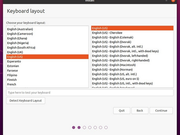 Select the keyboard language you'd like to use.  On the next screen after clicking Continue, connect to your WiFi network if available.