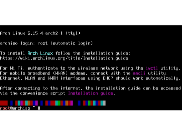 Enforce Secure Boot must be Disabled: While Arch Linux can be configured to support Secure Boot, the Live ISO does not ship with a signed bootloader by default.  Information about Secure Boot on Framework Computers can be found here.