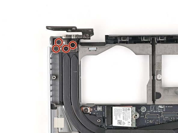 Use the black screws labeled "M2.5 2.0mm fastener with a 4.5mm diameter 0.5mm thick T5 head" to secure the hinges to the bottom cover.