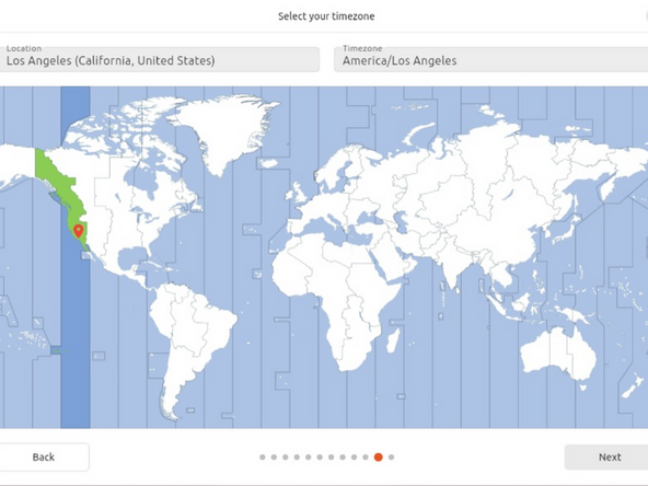 Next you’ll be prompted to choose your location on the world map. Select your time zone location, click Continue.