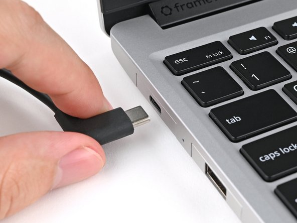 Unplug all cables and fully shut down your laptop from the OS.