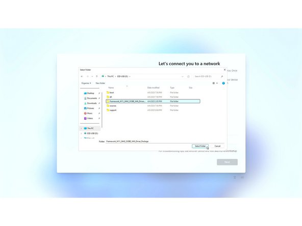 Until you complete installation and install the Driver Bundle, the Touchpad will be operating in a compatibility mode where functions like two finger scrolling won't work.  You can click and drag scrollbars or use the keyboard arrow keys to navigate lists during setup.