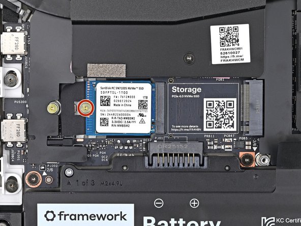 Use the gold screws labeled "M1.4 1.4mm fastener with a 4.5mm diameter 0.6mm thick T5 head" to secure the Primary and Secondary Storage.
