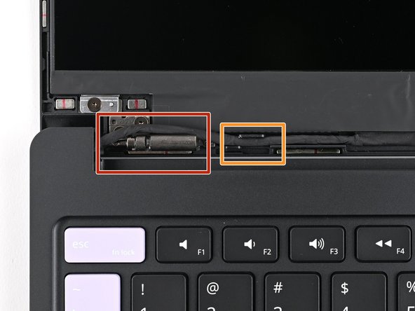Before continuing, check if cables next to the hinges are routed properly: