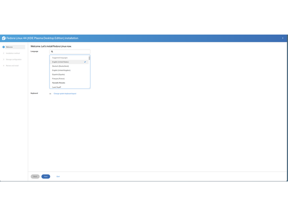 Select your language, click next. Next, click Install to hard drive. A screen will pop up and disappear. Then you will be presented with how you would like to install. We recommend entire disk for most users. This will erase all other data on that drive.