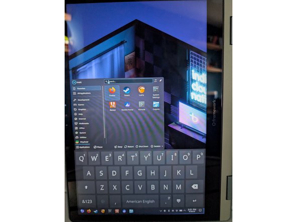 Using Tablet Mode. Simply fold back the screen into tablet mode. It's that easy. On screen keyboard appears when you enter any text fields like application search, text editing, etc.