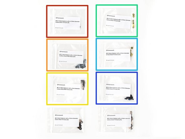 The Fastener Kit contains the following: