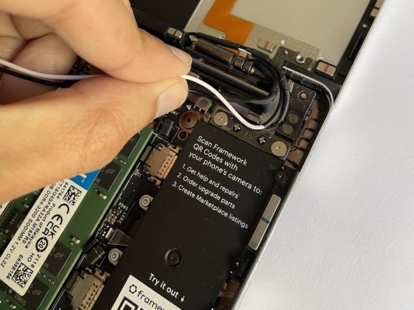 Disconnect the antenna cables from the WiFi card.