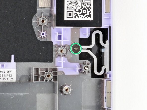 Use the grey screw labeled "M1.6 1.5mm fastener with a 5.5mm diameter 0.6mm thick T5 head" to secure the Power Button.
