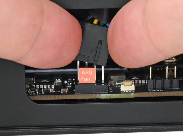 Orient the main fan cable so its two vertical lines are facing you.