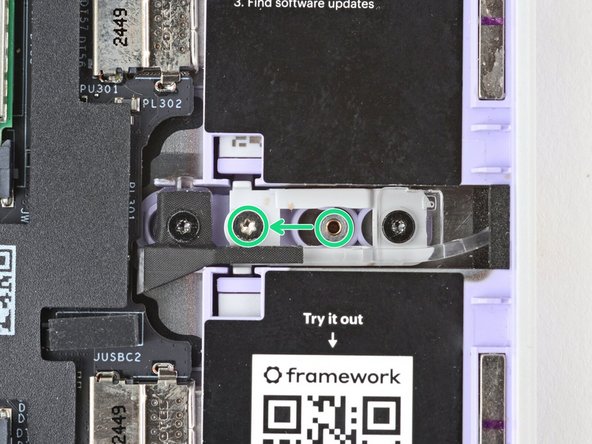 Install the screw into the screw hole to the right of the post.
