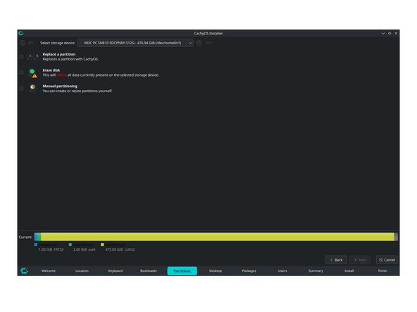 The default option is the Limine, this is a newer option intended to work well with the snapshots feature of the default filesystem.