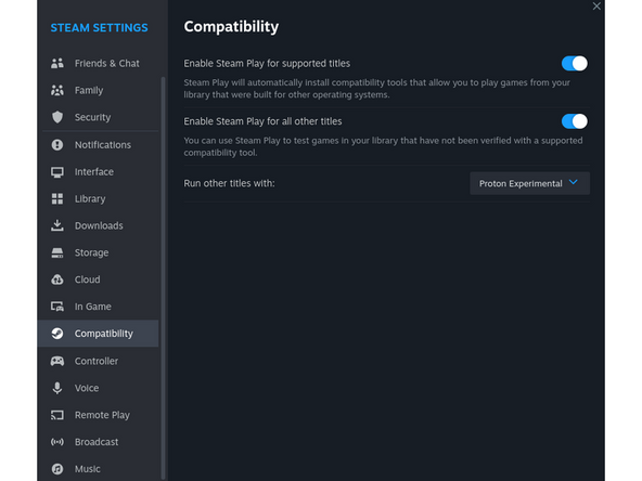 Steam. In Bazzite, Steam is installed and configured out of the box. It can run Windows games on Linux. It utilizes a wide range of projects and patches all packed into a piece of software built-in to Steam called Proton for Windows compatibility.