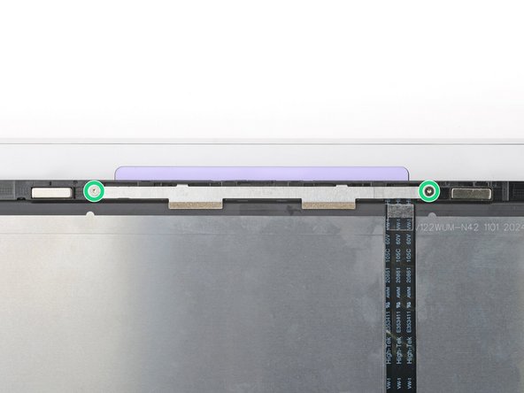 Use the silver screws labeled "M2 2.8mm fastener with a 4.0mm diameter 0.5mm thick T5 head" to secure the webcam.